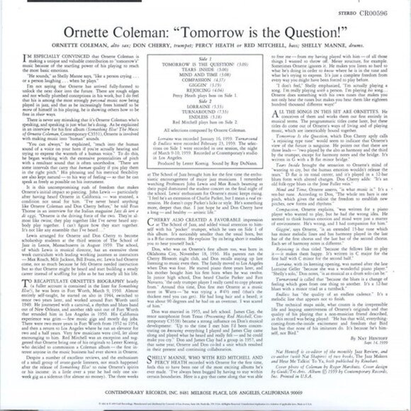 Ornette Coleman – Tomorrow Is The Question! (2023) New Sealed Vinyl LP - Picture 2 of 3